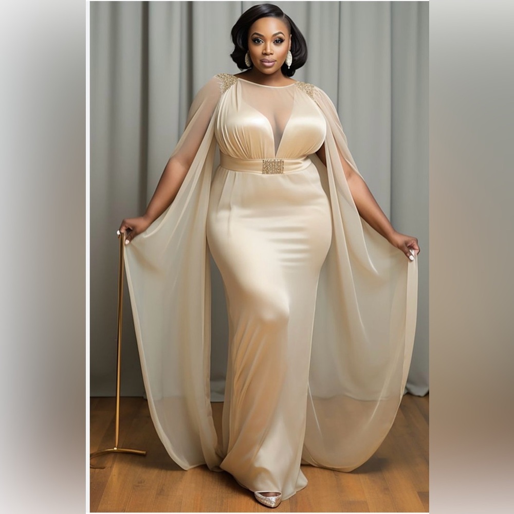 NWOT  Xpluswear Design Plus Size Mother Of The Bride Champagne Square Neck